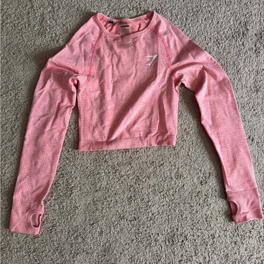 Gymshark Heathered Light Pink Seamless Crop Top